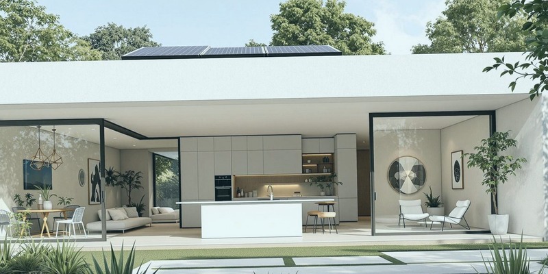 Espacios modernos pensados para el entorno mediterráneo en casas prefabricadas en Almería
